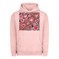 Pigment Salmon valentine's day hearts with leopard and cowhide Urban Hoodie - RanaPortraitStore