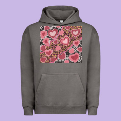 Valentine's Day Hearts With Leopard And Cowhide Urban Hoodie Designed By Ranaportraitstore