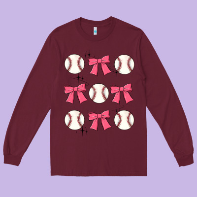 Baseball Coquette Bow Long Sleeve Tee Designed By Jahusdesignshop
