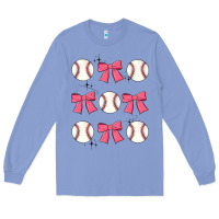 Colony Blue baseball coquette bow Long Sleeve Tee - JahusDesignShop