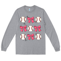 Heather Grey baseball coquette bow Long Sleeve Tee - JahusDesignShop
