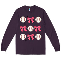 Plum baseball coquette bow Long Sleeve Tee - JahusDesignShop