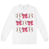 White baseball coquette bow Long Sleeve Tee - JahusDesignShop