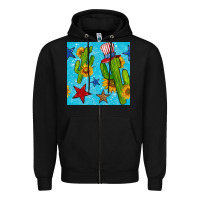 Black 4th of july cacti seamless pattern Zipper Hoodie - BundleAndBundleShop