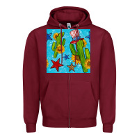 Burgundy 4th of july cacti seamless pattern Zipper Hoodie - BundleAndBundleShop