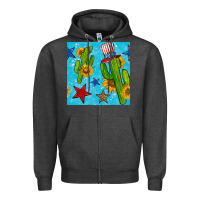 Charcoal Heather 4th of july cacti seamless pattern Zipper Hoodie - BundleAndBundleShop