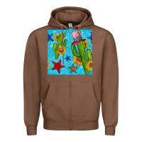 Chestnut 4th of july cacti seamless pattern Zipper Hoodie - BundleAndBundleShop