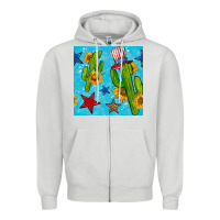 Dove Grey 4th of july cacti seamless pattern Zipper Hoodie - BundleAndBundleShop