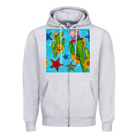 Heather Grey 4th of july cacti seamless pattern Zipper Hoodie - BundleAndBundleShop