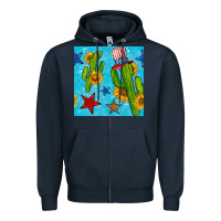 Navy 4th of july cacti seamless pattern Zipper Hoodie - BundleAndBundleShop