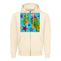 Sandshell 4th of july cacti seamless pattern Zipper Hoodie - BundleAndBundleShop