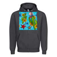 Smoke 4th of july cacti seamless pattern Zipper Hoodie - BundleAndBundleShop