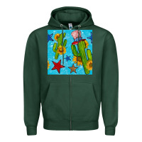 Sports Green 4th of july cacti seamless pattern Zipper Hoodie - BundleAndBundleShop