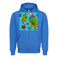 True Royal 4th of july cacti seamless pattern Zipper Hoodie - BundleAndBundleShop