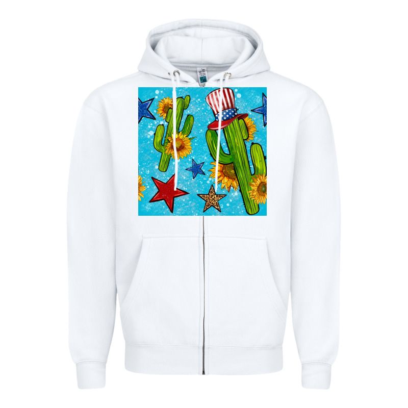 4th Of July Cacti Seamless Pattern Zipper Hoodie by BundleAndBundleShop | Teevron