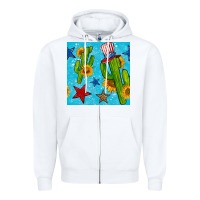 White 4th of july cacti seamless pattern Zipper Hoodie - BundleAndBundleShop