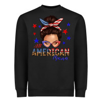 Black all american mama messy bun Heavyweight Sweatshirt - texasbilliewilder