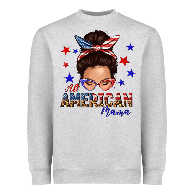 All American Mama Messy Bun Heavyweight Sweatshirt by texasbilliewilder | Teevron