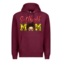 Burgundy Softball Mom Premium Hoodie - BundleAndBundleShop