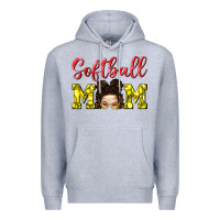 Heather Grey Softball Mom Premium Hoodie - BundleAndBundleShop