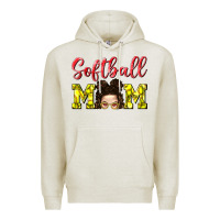 Oatmeal Heather Softball Mom Premium Hoodie - BundleAndBundleShop