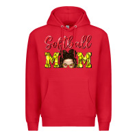 Red Softball Mom Premium Hoodie - BundleAndBundleShop