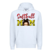 White Softball Mom Premium Hoodie - BundleAndBundleShop