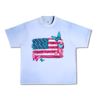Grape Ice American flag breast cancer with ribbon Urban Heavy Tee - texasbilliewilder
