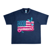 Navy American flag breast cancer with ribbon Urban Heavy Tee - texasbilliewilder
