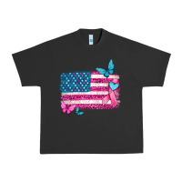American Flag Breast Cancer With Ribbon Urban Heavy Tee | Teevron