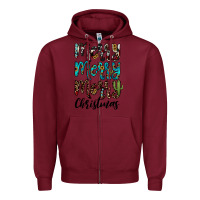 Burgundy merry christmas Zipper Hoodie - JahusDesignShop