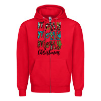 Red merry christmas Zipper Hoodie - JahusDesignShop