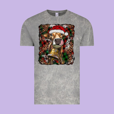Christmas Heifer With Leoard And Cowhide Vintage Tee Designed By Ranaportraitstore