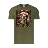 Vintage Olive christmas heifer with leoard and cowhide Vintage Tee - RanaPortraitStore