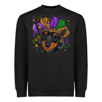 Black mardi gras hat dachshund puppy Heavyweight Sweatshirt - RanaPortraitStore