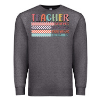 Charcoal Heather retro teacher Premium Sweatshirt - MaliasSmallBusiness