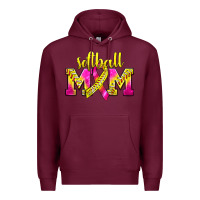 Burgundy Softball Mom Breast Cancer Premium Hoodie - BundleAndBundleShop