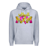 Heather Grey Softball Mom Breast Cancer Premium Hoodie - BundleAndBundleShop
