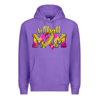 Purple Softball Mom Breast Cancer Premium Hoodie - BundleAndBundleShop