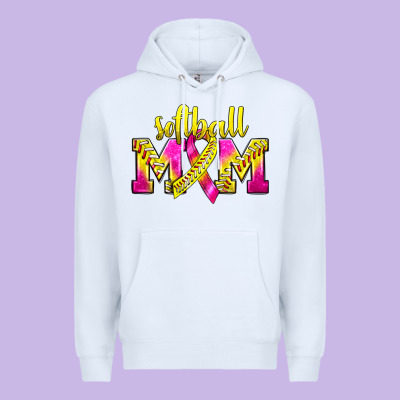 Softball Mom Breast Cancer Premium Hoodie Designed By Bundleandbundleshop