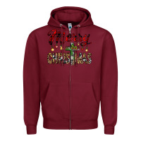 Burgundy merry christmas Zipper Hoodie - JahusDesignShop