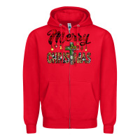 Red merry christmas Zipper Hoodie - JahusDesignShop