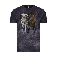 Cloud Black two heifer cows Vintage Tee - RanaPortraitStore