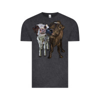 Vintage Black two heifer cows Vintage Tee - RanaPortraitStore