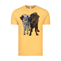 Vintage Mustard two heifer cows Vintage Tee - RanaPortraitStore