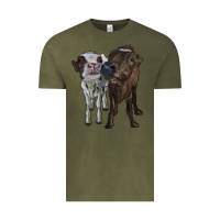 Vintage Olive two heifer cows Vintage Tee - RanaPortraitStore