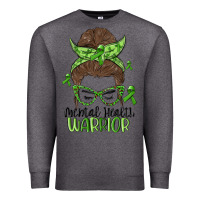 Charcoal Heather messy bun mental health warrior Premium Sweatshirt - MaliasSmallBusiness