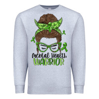 Heather Grey messy bun mental health warrior Premium Sweatshirt - MaliasSmallBusiness
