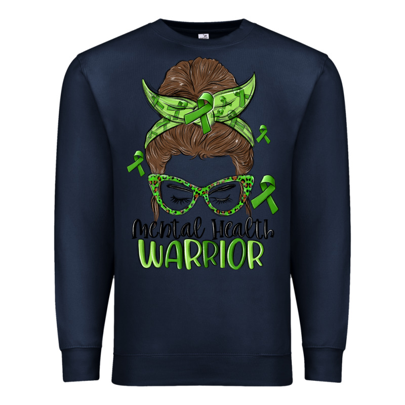 Messy Bun Mental Health Warrior Premium Sweatshirt by MaliasSmallBusiness | Teevron
