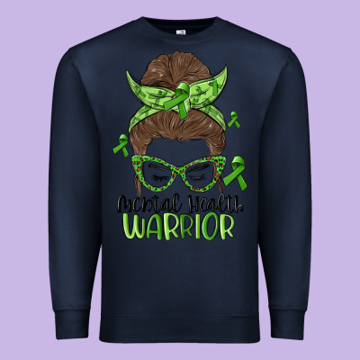 Messy Bun Mental Health Warrior Premium Sweatshirt Designed By Maliassmallbusiness